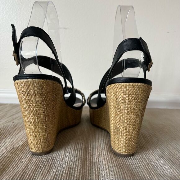 Fergalicious Black and Tan Wedge Sandals - Picture 9 of 16